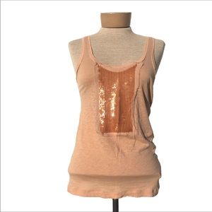 J Crew Sequin Strip Tank Top In Peach Small